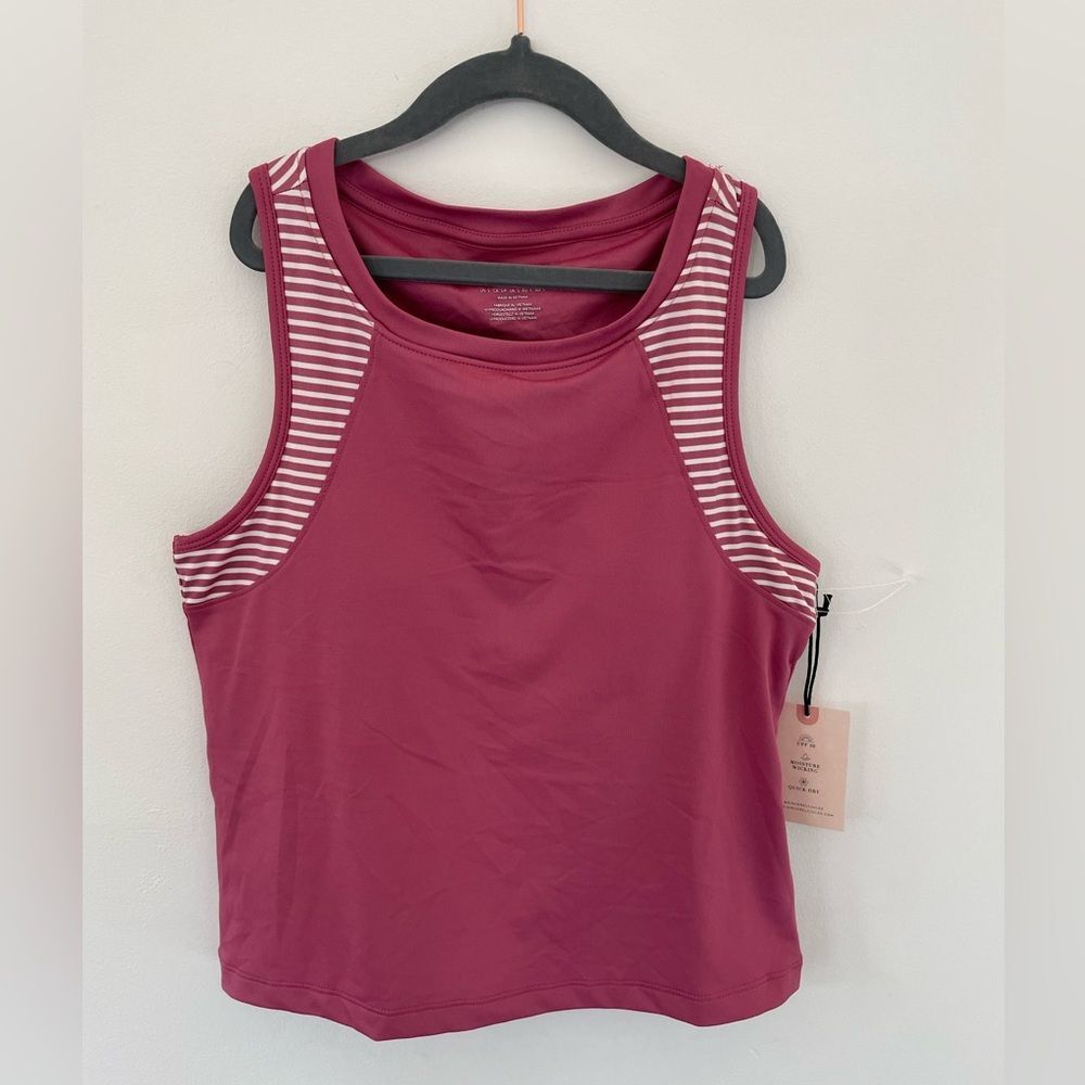 Sincerely Jules Golf & Tennis Pink with White Stripes Tank Top NWT Size Small